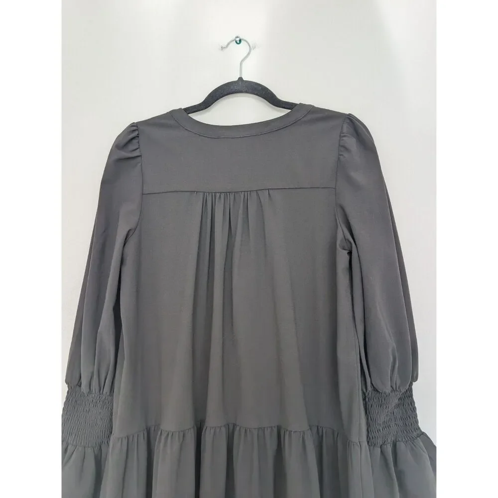 Tuckernuck Pomander Place Crepe Kenzo Mini Dress Long Sleeve Tiered Sz S - Picture 16 of 16